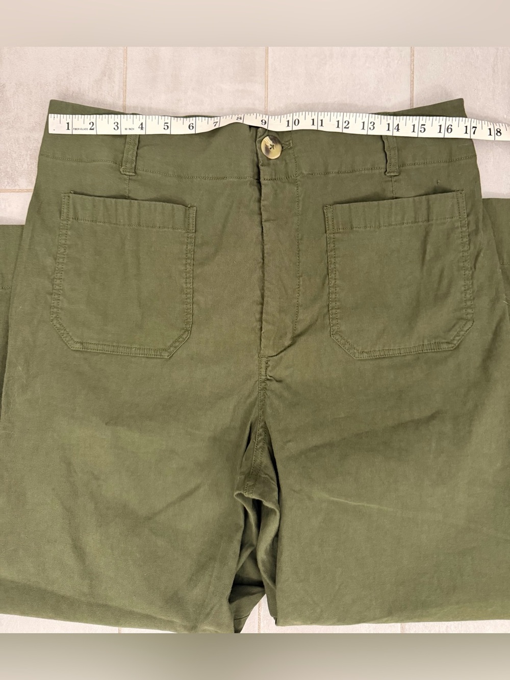 Anthro x Maeve The Colette High Rise Wide Leg Crop Pant Green Size 33 - Picture 5 of 6